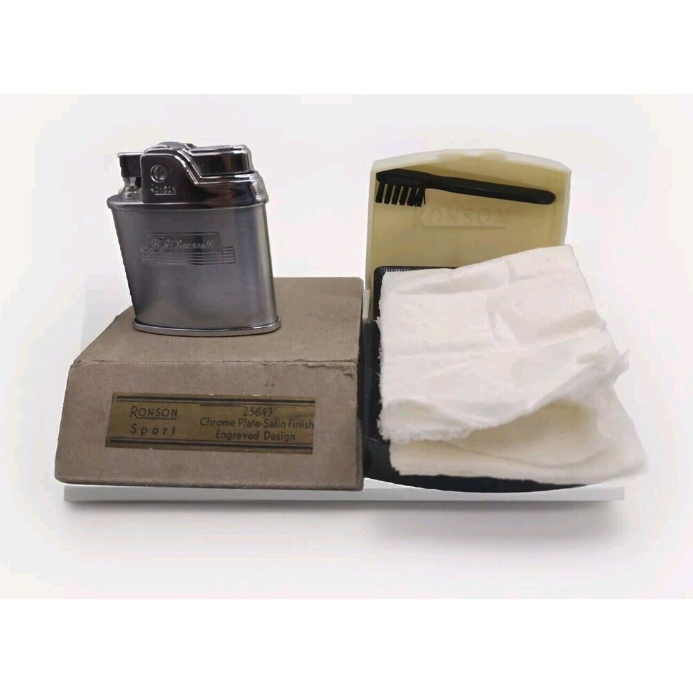 NEW Ronson Sport Lighter Art Deco Sport Lighter #25643 Chrome Plate Satin Finish